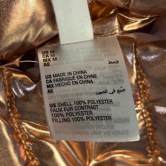 Girls Reversible Vest Burgundy Faux Fur / Gold M - Picture 5 of 5